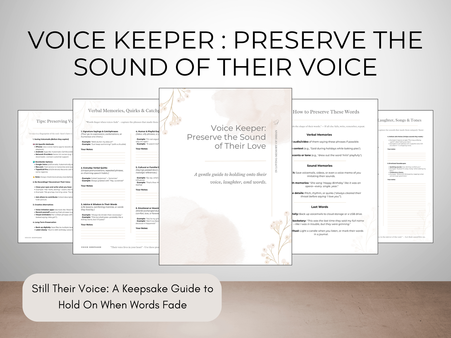 Voice Memory Keepsake Journal – Preserve Their Words, Laughter & Last Messages (Includes emotional keywords + core features)