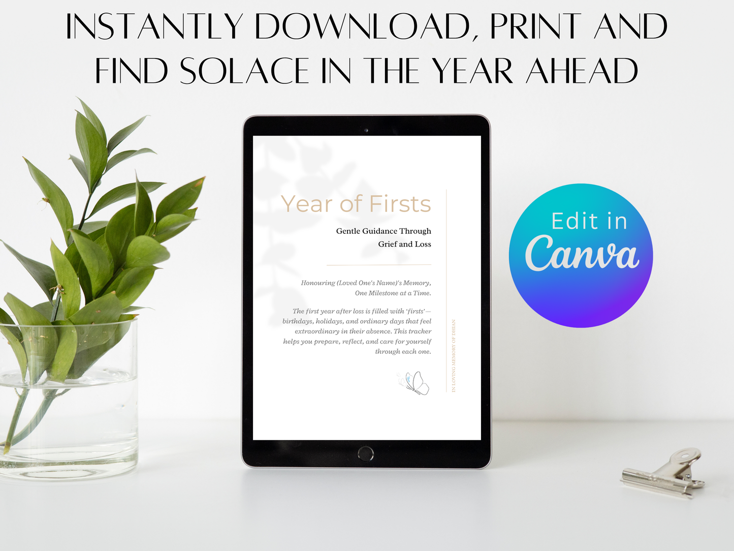 Year of Firsts Milestone Tracker - Child Grief Support - Canva Template for Families - Mourning Gift - Letter to Loved One - Sibling Loss