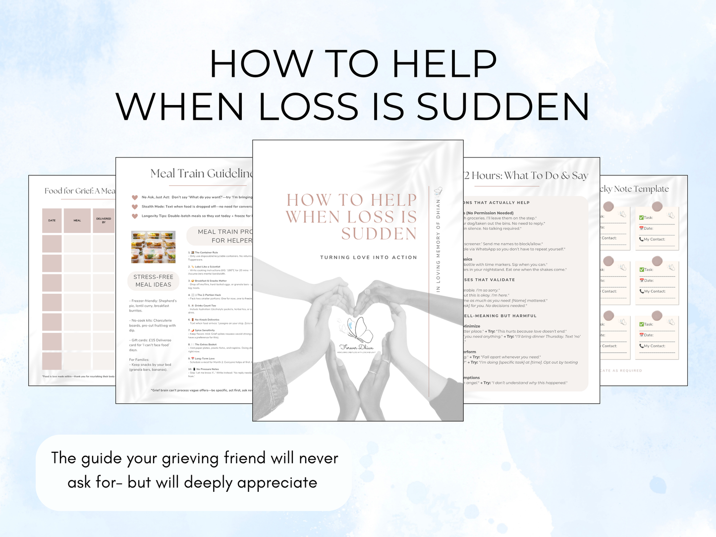 How to Help When Loss is Sudden: Love in Action Guide with Meal Train Templates, Grief Support Scripts & UK Resources (14-Page Printable PDF)