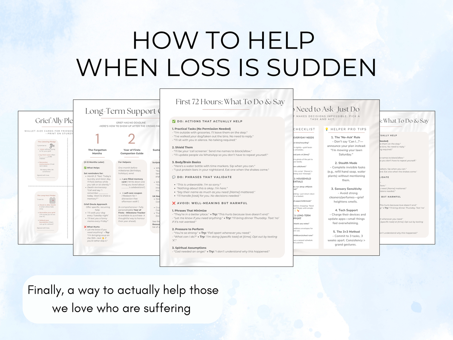 How to Help When Loss is Sudden: Love in Action Guide with Meal Train Templates, Grief Support Scripts & UK Resources (14-Page Printable PDF)