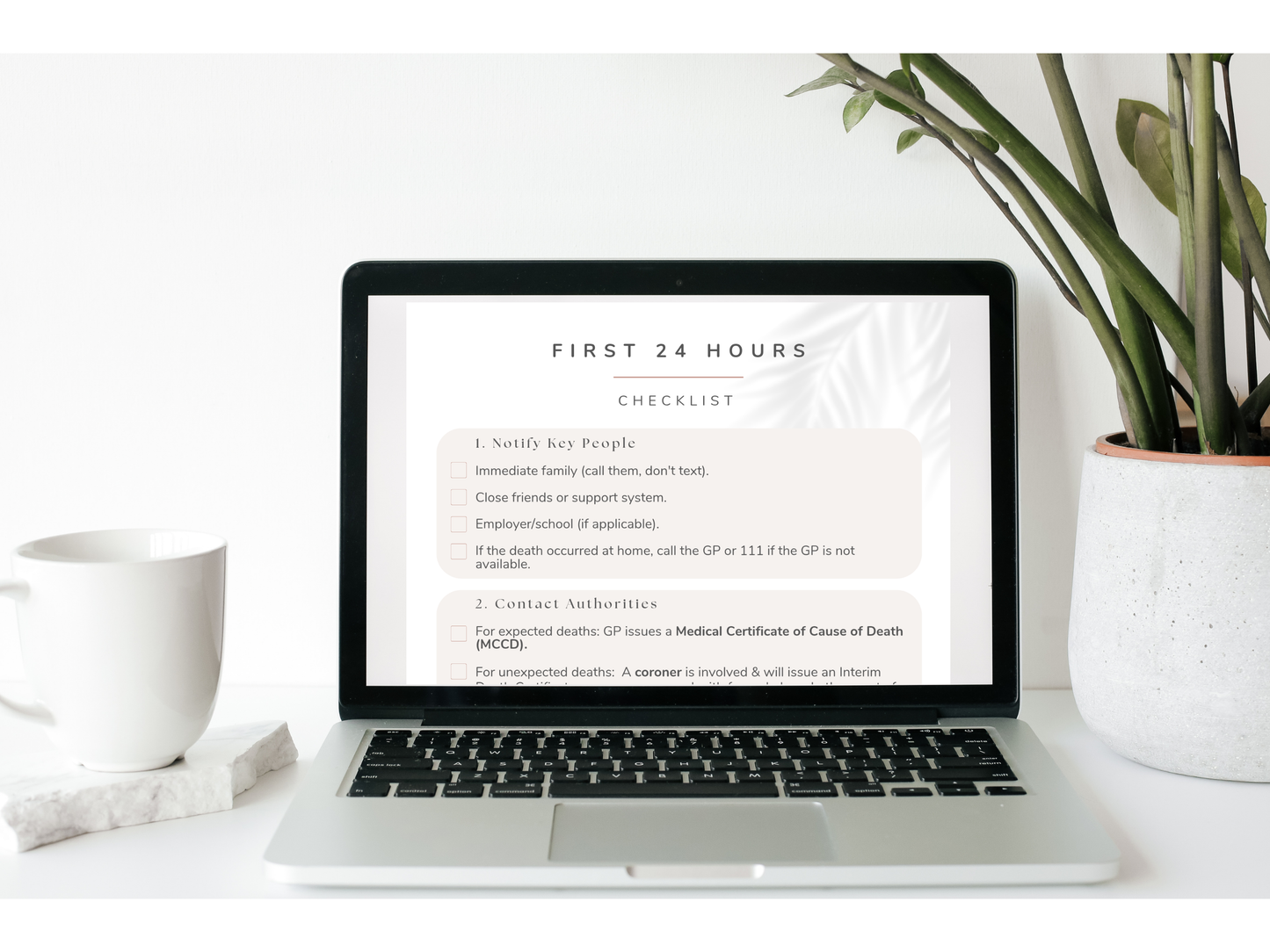 Gentle Sudden Loss Emergency Checklist: UK Protocol for Unexpected Death, First 24hrs & Grief Support (8-Page Printable Guide)