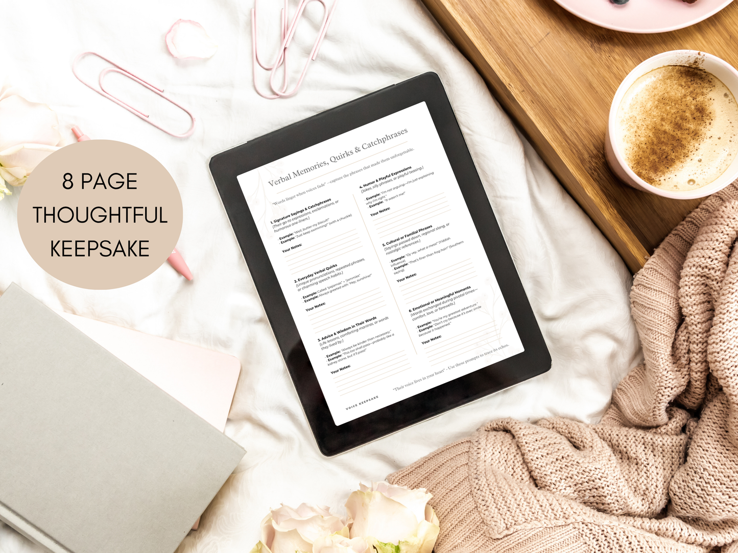 Voice Memory Keepsake Journal – Preserve Their Words, Laughter & Last Messages (Includes emotional keywords + core features)