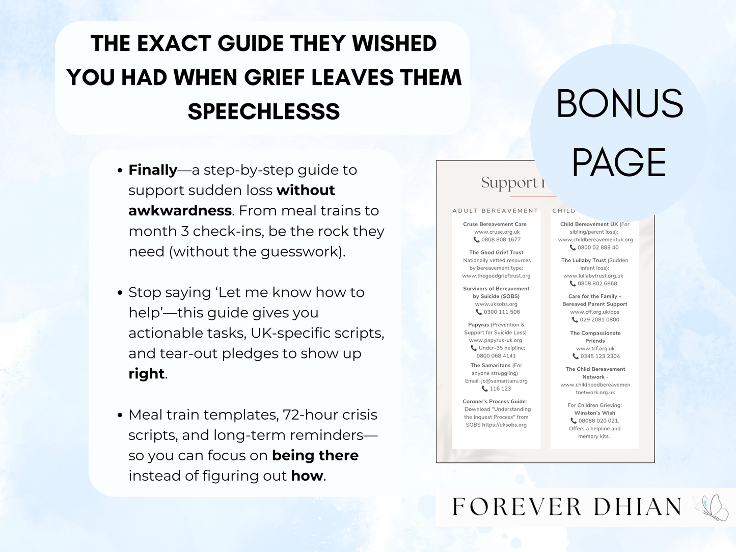 How to Help When Loss is Sudden: Love in Action Guide with Meal Train Templates, Grief Support Scripts & UK Resources (14-Page Printable PDF)