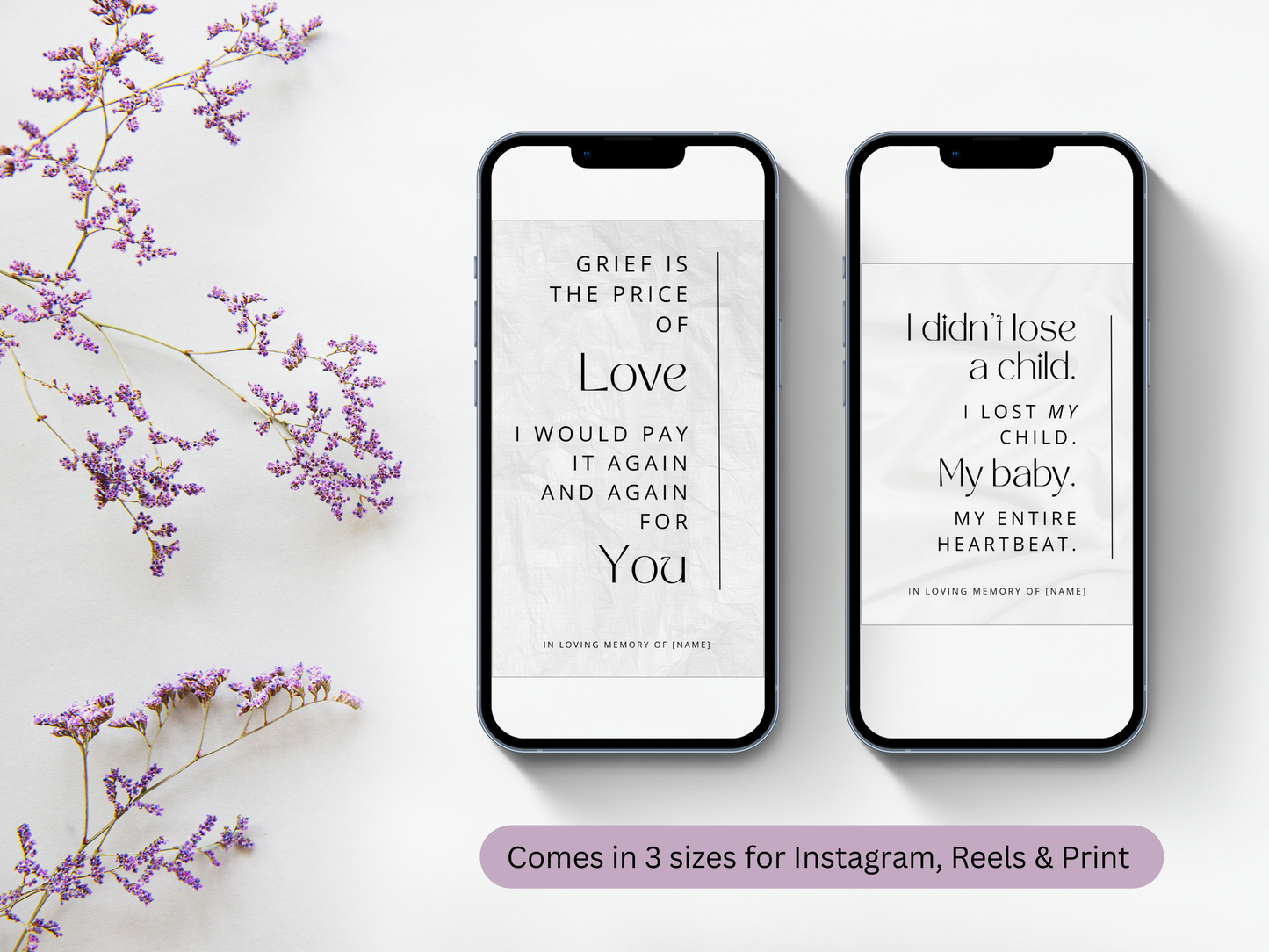 “In Memory of You” – 15 Editable Quote Templates for Child Loss