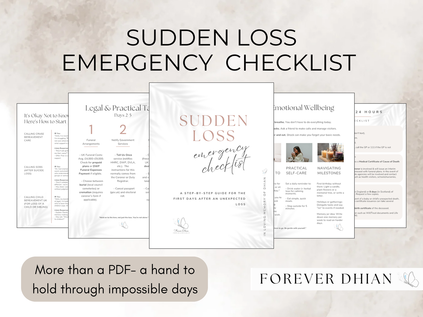 Gentle Sudden Loss Emergency Checklist: UK Protocol for Unexpected Death, First 24hrs & Grief Support (8-Page Printable Guide)