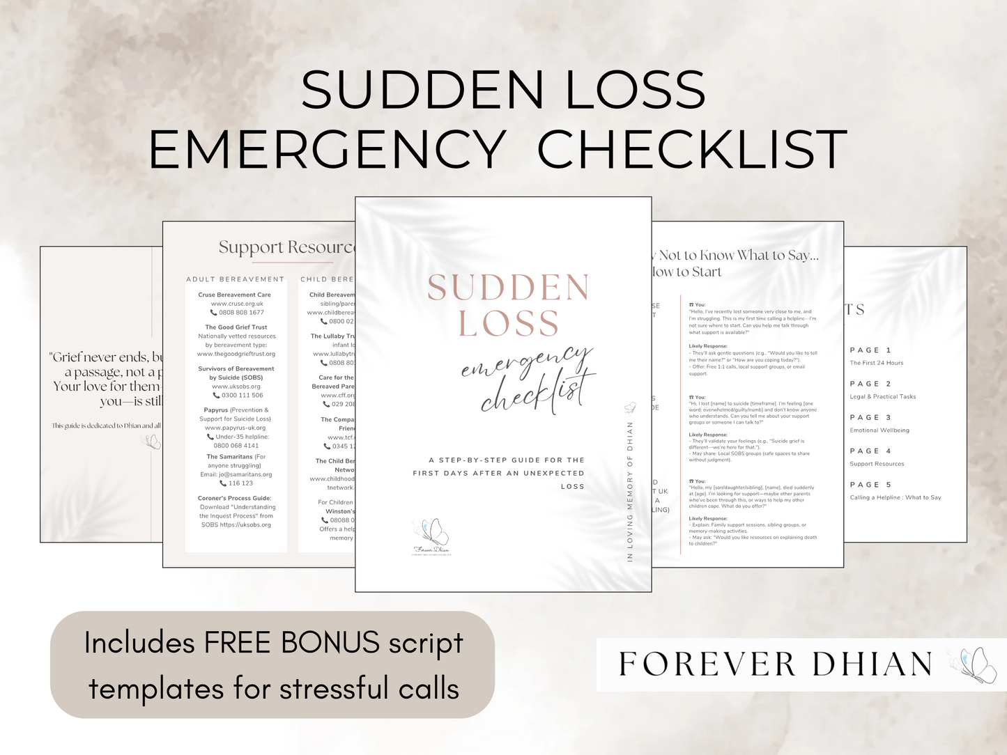 Gentle Sudden Loss Emergency Checklist: UK Protocol for Unexpected Death, First 24hrs & Grief Support (8-Page Printable Guide)